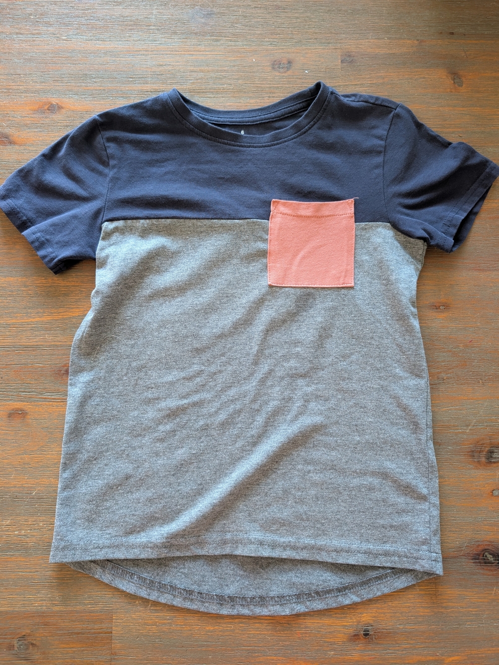 Tag Boys Colorblock Tee - Navy, Gray & Coral Pocket
